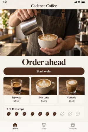Cadence Coffee, Coffee ordering app