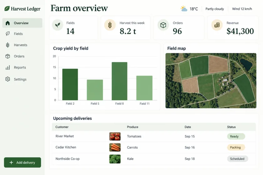 Harvest Ledger, Farm dashboard
