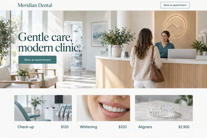 Meridian Dental, Clinic booking site