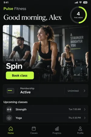 Pulse Fitness, Gym member app